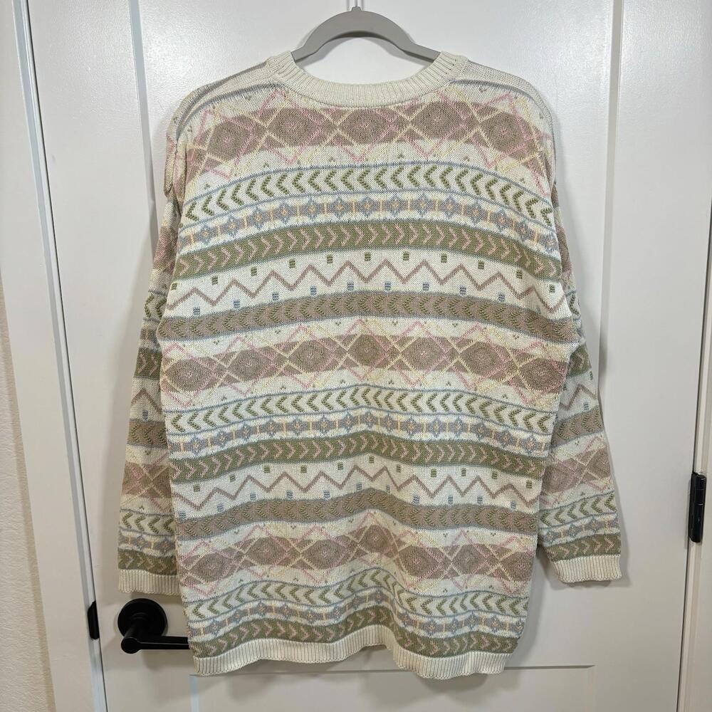 VTG Lands End Holiday Sweater 100% Cotton Grandma Core Size Medium Old Money - Picture 4 of 7